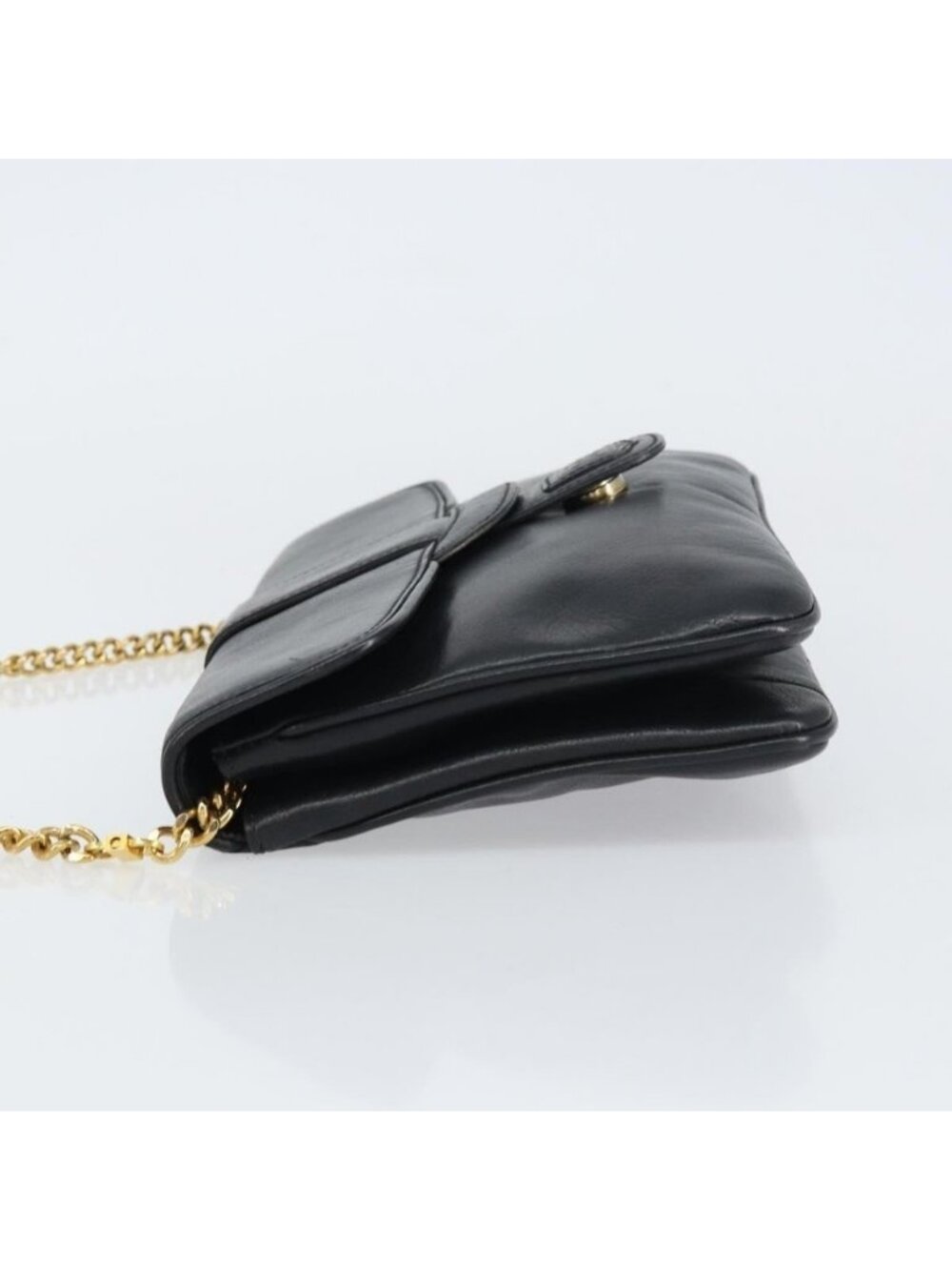 Authentic CELINE Chain Shoulder Bag Leather Black Gold - Picture 11 of 16